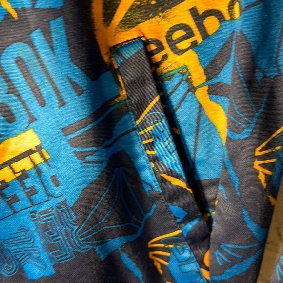Reebok Boys Blue & Orange All Over Print Hoodie Sweatshirt With Front Pockets L - Picture 3 of 9